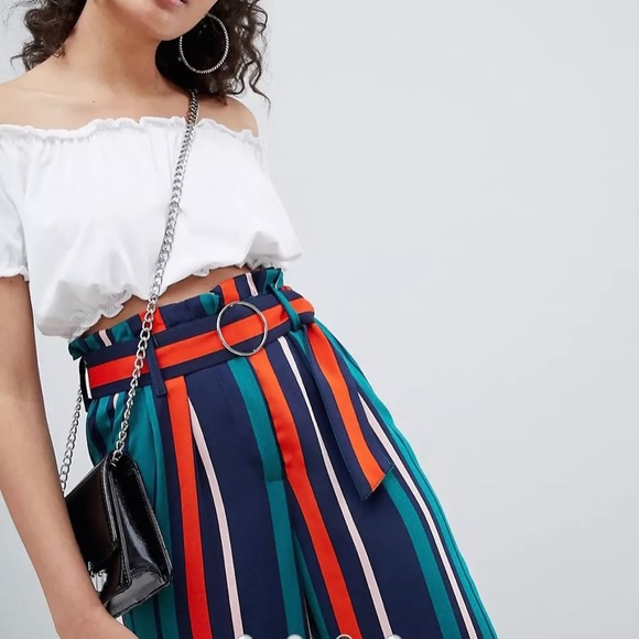 Bershka multi stripe tie d ring wide leg pants - Picture 2 of 4
